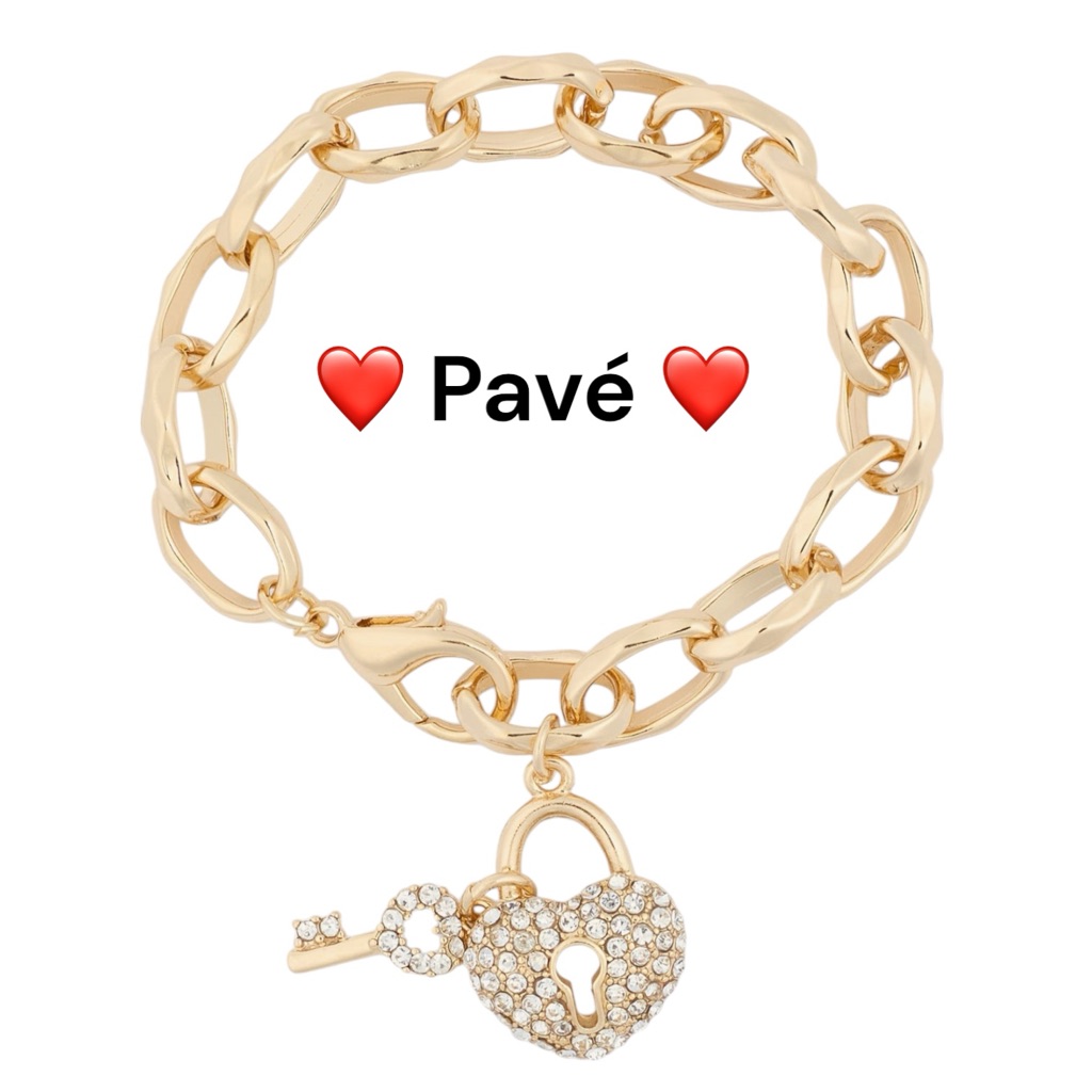 Nwt Lock And Key Pav Crystal Bracelet